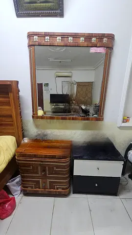 Vintage wooden wall mirror with matching Dressing table