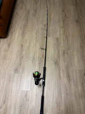 Fishing rod setup with reel and line