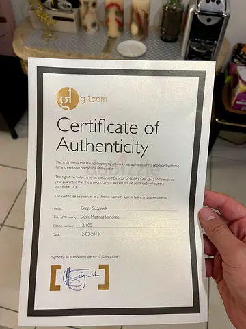 Photography with certificate for sale