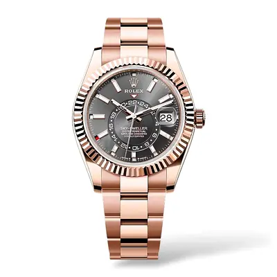 Rolex Sky-Dweller  Everose Gold Mens Watch - Grey Dial