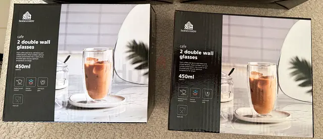 Home Centre double wall glasses 450ml x2 per box