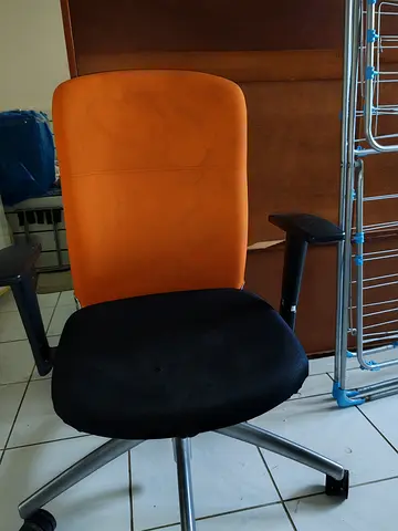 Ergonomic Office Chair with Orange Back and Adjustable Arms