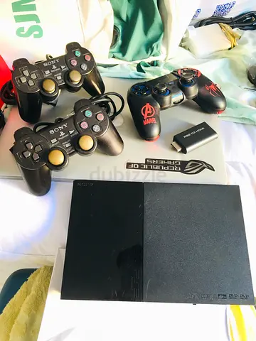 Sony PlayStation 2 (PS2) Console Bundle – Includes HDMI Converter  2 Controllers