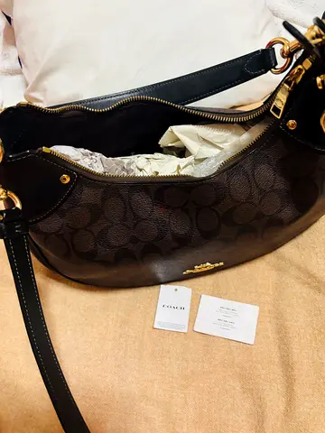 Coach Mara Hobo Signature Canvas Shoulder Bag with Leather Trim