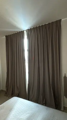 Used blackout curtains - beige, full-length pair