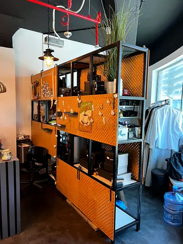 Stylish Custom Large Shelf Cabinet with Storage  Pegboard Partition