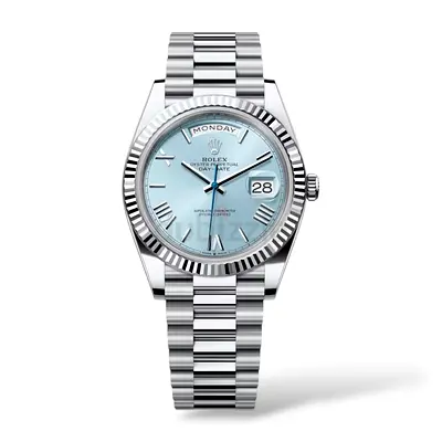 Rolex Day-Date Oyster Perpetual Men’s Watch - Silver, Light Blue Dial