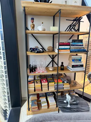 Industrial Wood  Metal Bookshelf – 120cm x 195cm