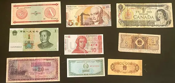 Vintage World Banknotes .Antique Banknote Collection -Mixed International Authentic Paper money