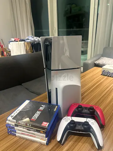 Sony PlayStation 5 Slim with Two DualSense Controllers and 5 Games