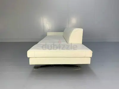 Modern White Leather Chaise Sofa — Left-Arm, Low Back