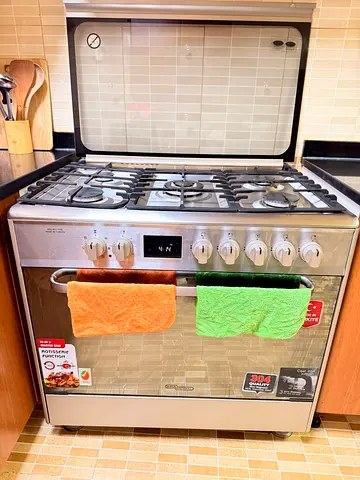 5-Burner Stainless Steel Gas Range with Oven — Good Working Condition