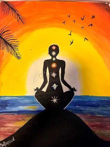 Hand-painted Yoga Chakra Sunset Canvas