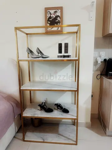 Bookshelf 160x80x40 cm MARBLE gold bbay