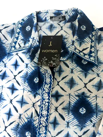 J. J. Women blue and white embroidered kurta - brand new with tags