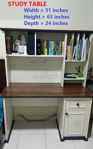 Wooden Study Desk with Hutch and Drawer - 51 W x 63 H