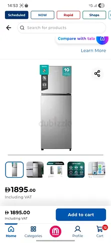 Hi Sense top-freezer refrigerator - silver, excellent working condition like new