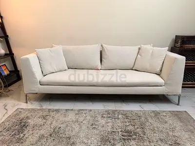 BB Italia Modern 3 Seater Fabric Sofa in Beige