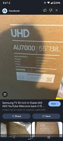 Samsung 55 UHD AU7000 TV - 55 inch (Used, Good Condition) both table mount and wall mount equipped