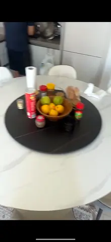 Modern Round Marble Top Dining Table with Rotating Center