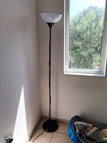 Modern Black Floor Lamp with White Bowl Shade