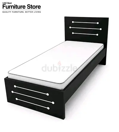 Single Wooden Bed Frame with Headboard and Footboard (Black)