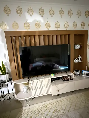 Modern Wooden Entertainment Center with Integrated Shelving and Storage PAN Emirates