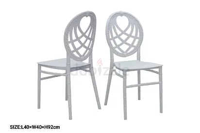 White Decorative Dining Chair with Heart Backrest