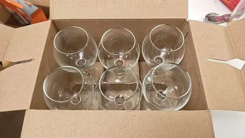 Set of 6 210ml Brandy/Cognac Glasses - Clear, Used
