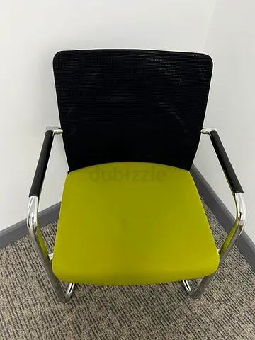Green Fabric Visitor/Conference Chair with Mesh Back and Chrome Frame