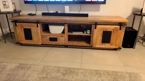 Bespoke 1/1 design from Lucky Furniture Solid Wood Sliding-Door TV Console / Entertainment Unit