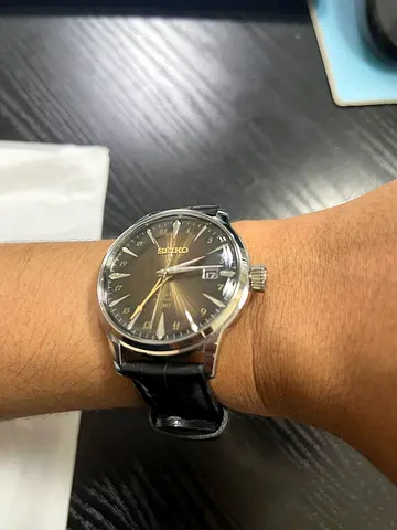 Seiko Presage Automatic Mens Watch with Black Leather Strap