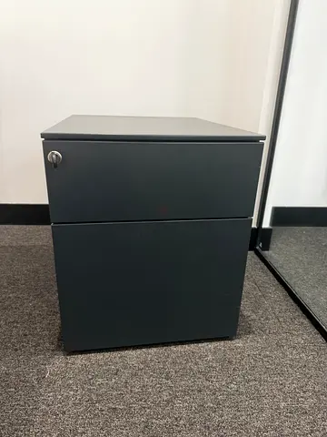 Black 2-drawer filing cabinet with lock