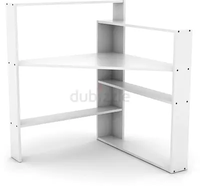 White Corner table Unit — Compact 3-Tier Display/Storage