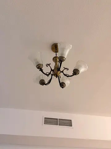 White glass Chandelier  2 piece