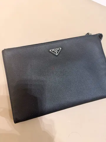 Prada Black Leather Document Holder Pouch