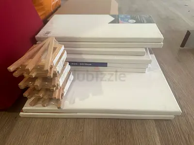 New Blank Canvas Panels with Wooden Stretchers - Various Sizes (Bulk) total 12 pics