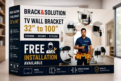 TV Wall Bracket with wall fixing Free Installation Same Day fixing Available (32” to 100”)