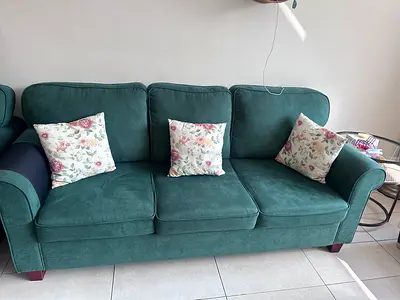 Green 3-Seater Fabric Sofa in Good Condition
