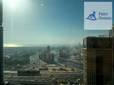 إطلالات البرج والقناة | شقة بغرفتي نوم | مفروشة | برج آمنة، مدينة الحبتور