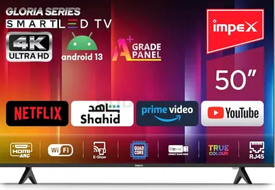 Impex 50 Inch Smart Android UHD LED TV, 8GB ROM Quad-Core Processor, A+ Grade Panel, 4K Ultra HD, E-