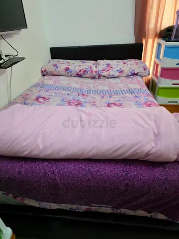 Comfortable Bed Frame with Headboard and mattress queen size