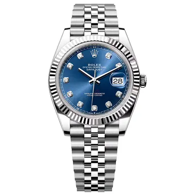 Rolex Datejust Mens Watch - Blue Dial, Jubilee Bracelet, Diamond Markers