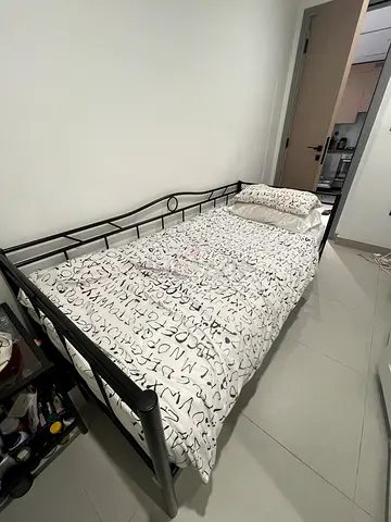 IKEA Metal Daybed / Sofa Bed with Mattress + Bedside Table – Excellent Condition