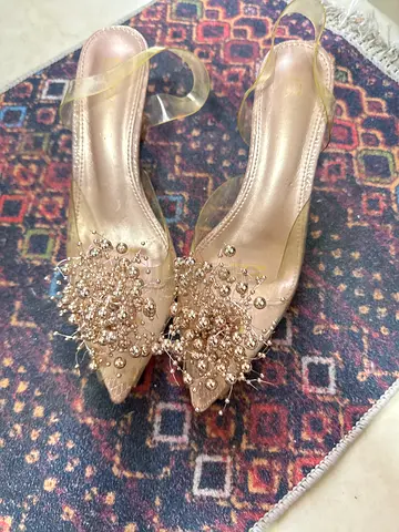Elegant Pointed Toe Heels with Bead Embellishments