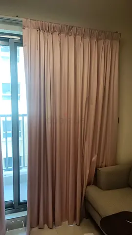 Light pink blackout curtain pair 250x270cm — ready to hang, good condition