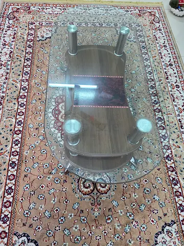 Modern Glass Coffee Table with Wood Tier