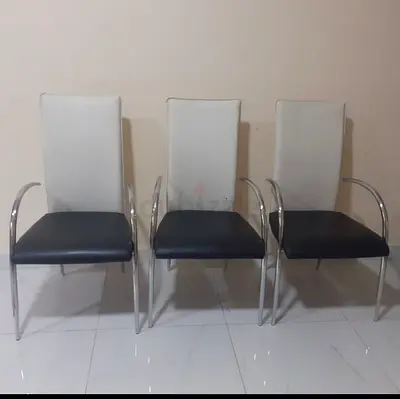 Modern Black  White Dining Chairs – Set of 3 – Excellent Condition
