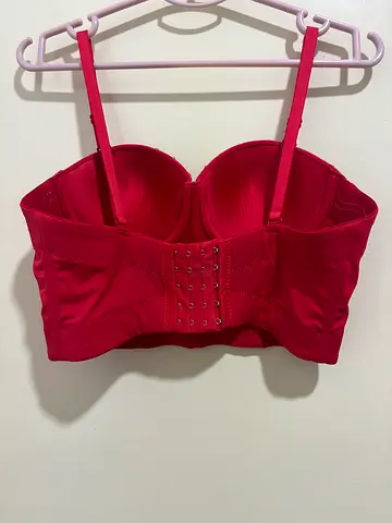 Red Padded Longline Bra with Adjustable Straps