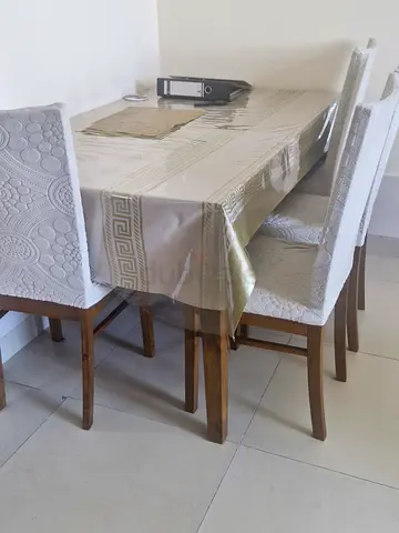 Wooden 6-Seater Dining Table with Chairs - Good Condition